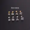 Wholesale 316L Stainless Steel Zircon Ear Cartilage Rings & Studs Geometric Waterproof Non Tarnish Surgical Steel Women'S