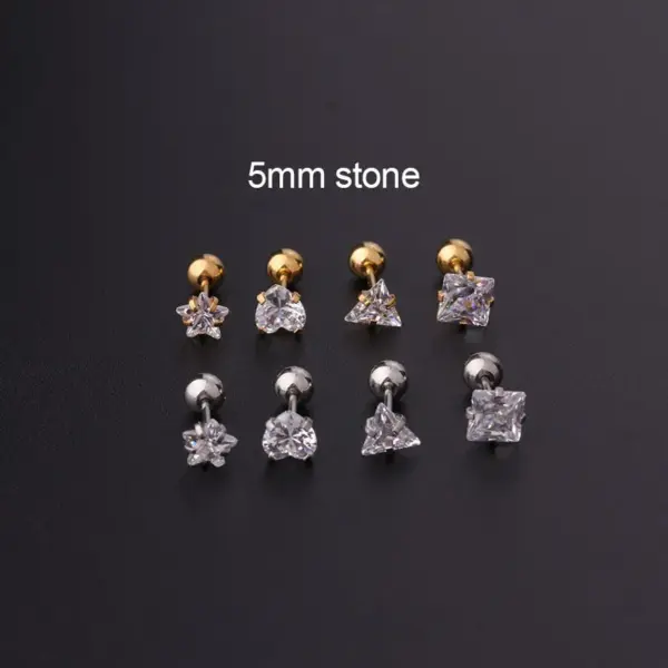 Wholesale 316L Stainless Steel Zircon Ear Cartilage Rings & Studs Geometric Waterproof Non Tarnish Surgical Steel Women'S
