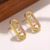 Wholesale Hypoallergenic Letter Stud Earrings For Women In Copper With KC Golden UV Plated Finish And Zircon Inlay