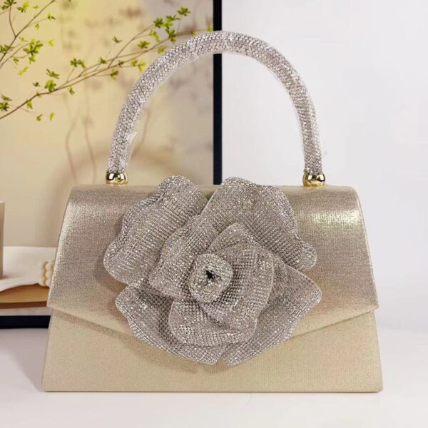 oly-65ee11bcc9c8e7b52da8bba8012b71f1 Wholesale personality portable diamond bag diamond rose super fire banquet bag slung factory direct supply French