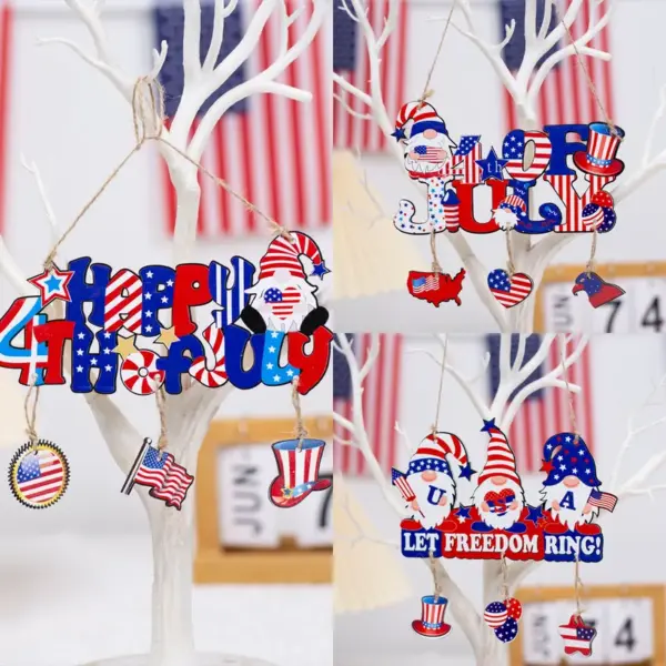 Wholesale 4th Of July Independence Day Wooden Pendant Decoration American National Day Scene Festive Atmosphere Decoration Wooden Sign Pendant