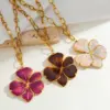 Wholesale 18K Gold Plated 304 Stainless Steel Vacuum Electroplating (In Furnace) Flower Oil Drop Electroplating Vintage Simple Style Paperclip Chain Snake Chain Pendant Necklace For Women Weekend Date Selfie Festival