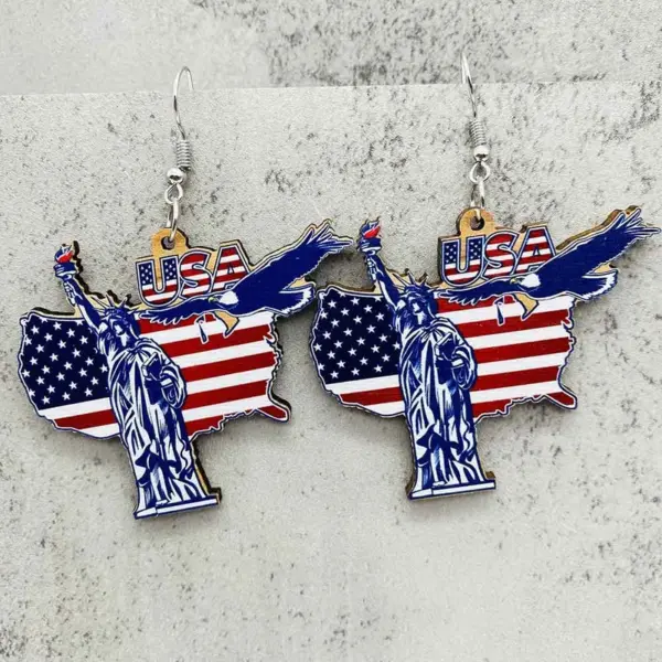 Wholesale Wooden Eagle Sunflower Love Western Cowboy Skull Stud Earrings Independence Day American Theme Geometric Animal Acrylic Jewelry