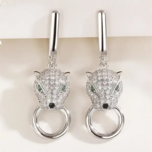Wholesale Women’s Animal Drop Earrings With Claw Setting, White K Plated Copper Featuring Zircon Inlay And Water Plating