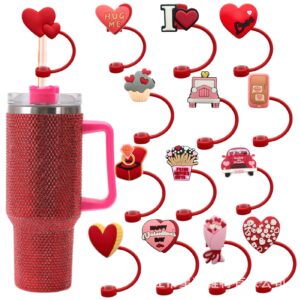 Wholesale Valentine's Day Love Series Straw Cap Food Grade Silicone Straw Dust Plug 8/10mm Straw Cover Factory Direct Sales