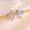 Wholesale Heart Shape Electroplated Copper Earrings For Women With Zircon Inlay And Water Plating Process