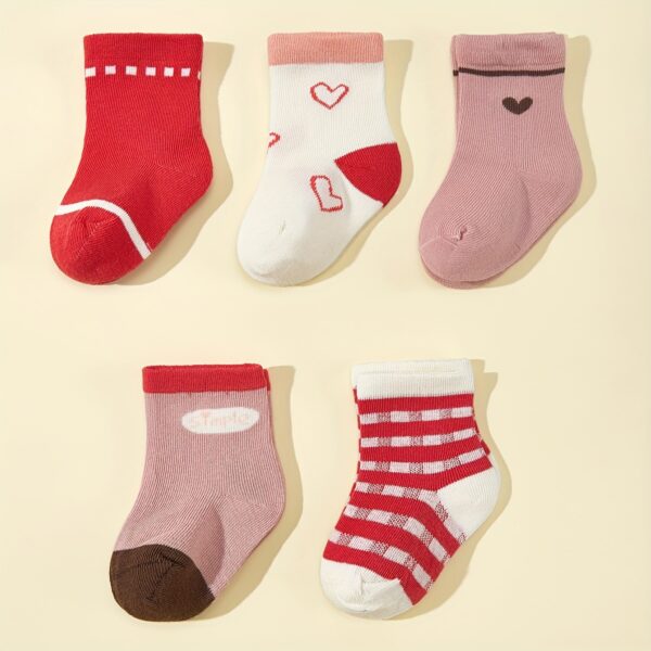 oly-661f18a884e08fe3dfcf67c30ceaa33e Wholesale 5 pairs of baby girl baby cute embroidered mid-tube socks Valentine's Day love four seasons short socks boneless suture worker