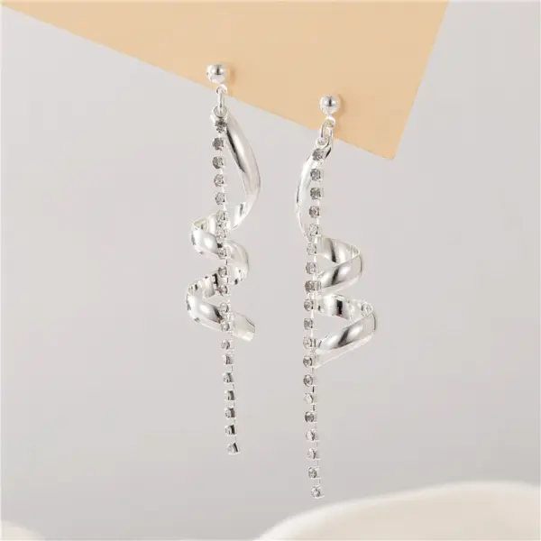 Wholesale Spiral Ear Line Earrings For Women With Copper And Zircon Inlay, Featuring 925 Sterling Silver Ear Pins In Gold