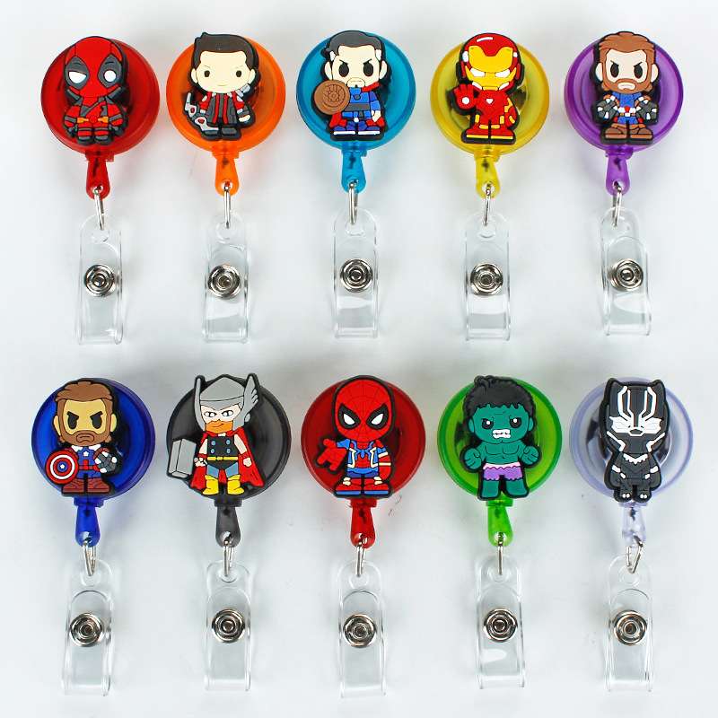 Wholesale Doctor Nurse Work Permit Job Card Card Holder Easy to Pull Buckle Clip Cartoon Factory Card Clip Telescopic Buckle Easy to Pull