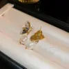 Wholesale Hypoallergenic Butterfly Stud Earrings For Women In Copper With Zircon Inlay
