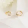 Wholesale Women’s Copper Earrings With Electroplated Gold Finish And Zircon Inlay, Featuring Secure Copper Ear Pins