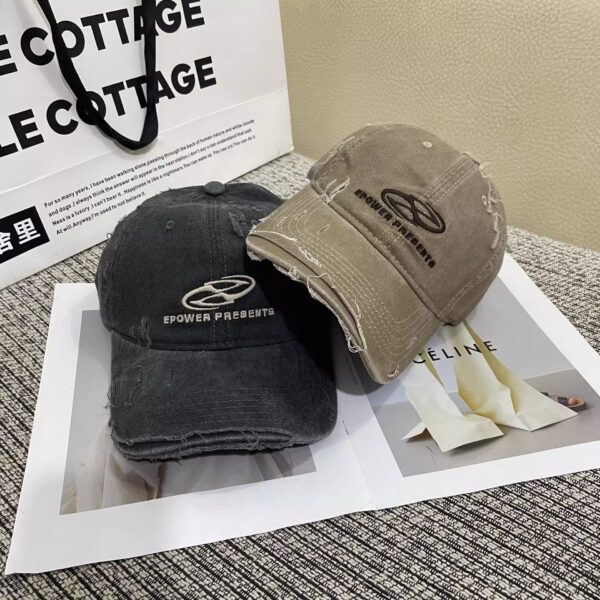 oly-66483bc1464276b50da69b8595028edb Wholesale style letter embroidery ripped distressed all-match baseball cap Women's fashionable sun-proof sun-proof western style peaked cap