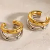 Wholesale PVD Coated Real Gold Plated 18K Gold Solid Color 304 Stainless Steel Simple Style Classic Style Waterproof Non Tarnish Ear Cuffs