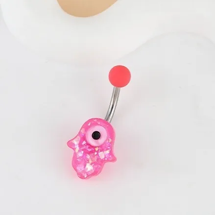 oly-6652b007263646e039f9f18d960bec5d Wholesale Pink Cute Bear Devil's Eye Navel Ring Resin Baking Paint Navel Studs Belly Button Jewelry For Women