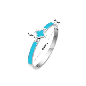 18k four-leaf clover bracelet-steel light blue
