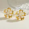 Wholesale 18K Gold Plated 304 Stainless Steel Vacuum Electroplating (In Furnace) Acrylic Flower Electroplated Earrings For Women Weekend Selfie