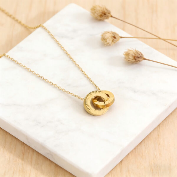 oly-66659566b75c3cc63fd112cd6c7a699e Wholesale Titanium steel colorfast Roman numeral double ring necklace, clavicle chain, sweater chain