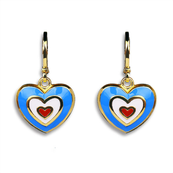 Wholesale   heart-to-heart color heart-shaped earrings Valentine's Day sweet romantic cute enamel earrings