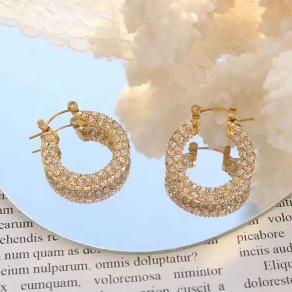 Wholesale PVD Coated Real Gold Plated 18K Gold Round 304 Stainless Steel Retro Waterproof Non Tarnish Earrings