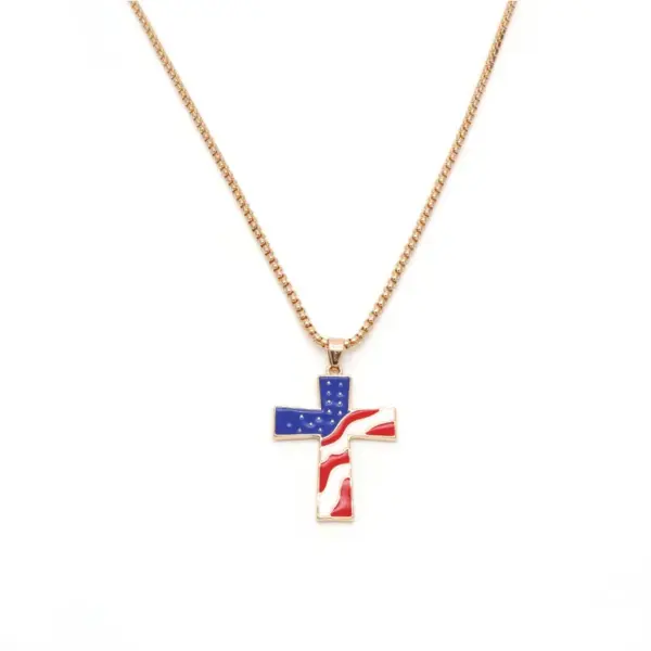 Wholesale American Flag Enamel Necklace In Alloy, Unisex Design With Sweet Style