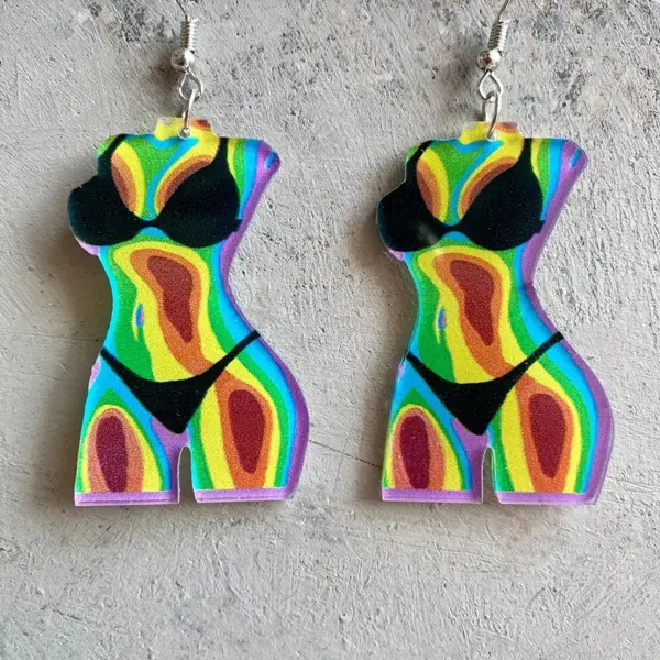 Wholesale Independence Day USA Trendy Sunflower Texas Print Acrylic Earrings Geometric Pattern Body Hook For Women Personalized Fashion