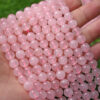 Wholesale Natural Rose Quartz powder Crystal loose beads hibiscus crystal stone head jewelry accessories DIY bracelet