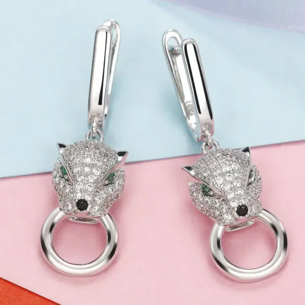 Wholesale Women’s Animal Drop Earrings With Claw Setting, White K Plated Copper Featuring Zircon Inlay And Water Plating