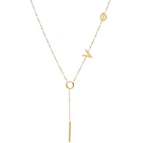 Wholesale High-grade Light Luxury LOVE Tassel Necklace Chain Women's Summer Collarbone Chain Simple Niche Woolen Chain Without Fading Valentine's Day