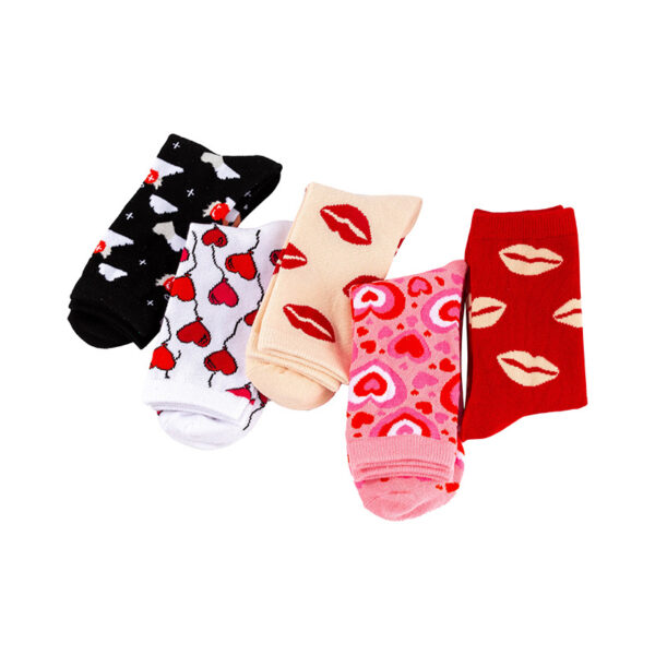 oly-66b86235f5c03b4defe44230b06c9ddb Wholesale Spring and Autumn Valentine's Day series mid-calf women's socks knitted jacquard cotton socks women's socks love