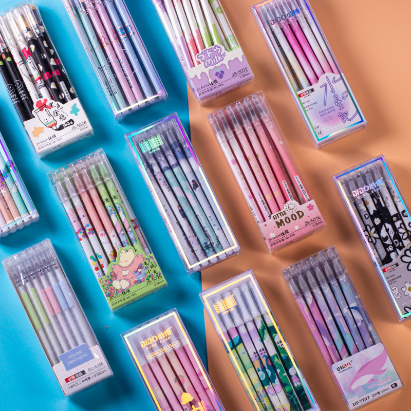 Wholesale Creative neutral pen student full needle cute cartoon fashion 0.38/0.35 Black neutral pen