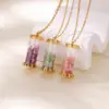 Wholesale 18K Gold Plated 304 Stainless Steel Vacuum Electroplating (In Furnace) Artificial Pearl Zircon Sun Palm Starfish Dolphin Whale Ocean Style Cable Chain/Cross Chain/O Chain Pendant Necklace For Women