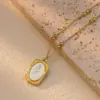 Wholesale 201 Stainless Steel 304 Stainless Steel Plastic Tulip Ion Plating (IP) Acrylic 18K Gold Plated Elegant Waterproof Non Tarnish Inlay Multicolor-Golden Yellow Pendant Necklace