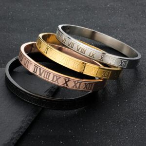 Wholesale stainless steel Roman numeral letter bracelet punk trend titanium steel couple matching bracelet