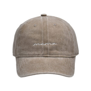 Khaki-washed letter mama cap / Free size-(adjustable 56-60cm)