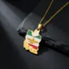 oly-66f6f75c82e24f987f209088485e1478 Wholesale Independence Day Map Pendant Necklace For Unisex Featuring 304 Stainless Steel With 18K Real Gold Plated 0.03µm Thickness Cable Chain