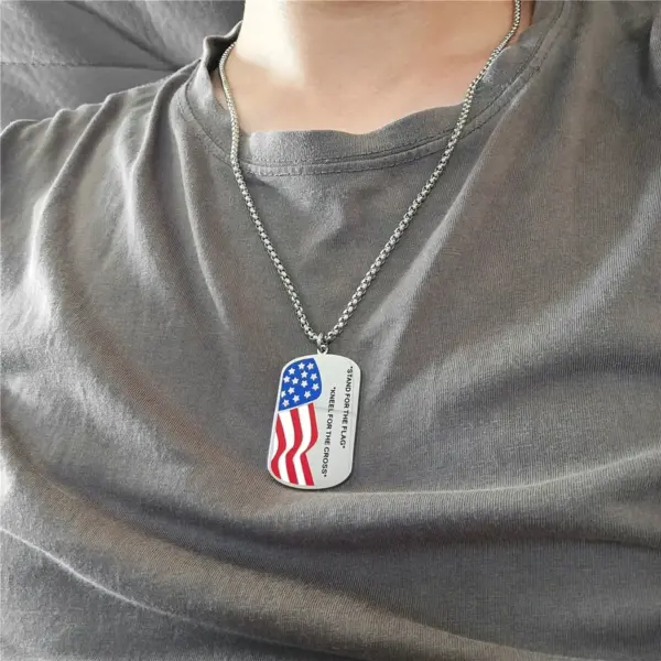 Wholesale 1 Piece 26mm 46mm 60cm 304 Stainless Steel Waves Heart Shape American Flag Pendant Chain