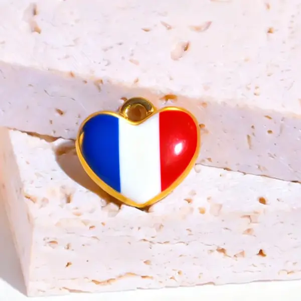 Wholesale Stainless Steel Flag Pendant Heart Shape Necklace DIY Jewelry Accessories Printed Pattern European Style Fashionable Design