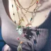 Wholesale Fresh Floral Element Feather Necklace Multifunctional Elegant Cute Handmade Titanium Steel Vacuum Gold Plated Lobster Clasp Regular Chain