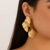 Wholesale Ig personality double-layer five-petal flower earrings vintage striped leaves tassel earrings