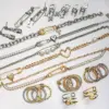 Wholesale 304 Stainless Steel Paper Clip Heart Shape PVD Coated Real Gold Plated Casual Sexy Romantic Waterproof Non Tarnish Plating Cuban Link Chain Curb Chain Cable Chain Tennis Chain Rings Bracelets Earrings