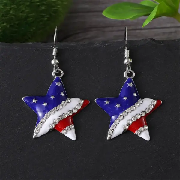 oly-672fba9e53d8d637ec68b0d28f5c0f4a Wholesale 1 Pair Classic Style Star American Flag Plating Zinc Alloy Drop Earrings