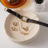 Wholesale Women's Classic Style 18K Gold 304 Stainless Steel + White Rhinestone Double Ring Necklace Earring Set 18K Real Gold Plated Vacuum Electroplating (In Furnace) Zircon Geometric Pattern (Jewelry) Waterproof Non-Fading Asymmetric Handmade Chain Jewelry Set For Women