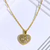 Wholesale Cute Sweet Heart Shape Titanium Steel Copper Plating Inlay Zircon Pendant Necklace