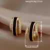 Wholesale Geometric Epoxy Earrings For Women In Copper With KC Golden Plated Water Plating And Zircon Inlay