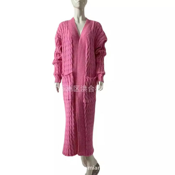 Wholesale Long Knitted Sweater Jacket Cardigan Pocket Long Sweater Thickened Jacket Women’s
