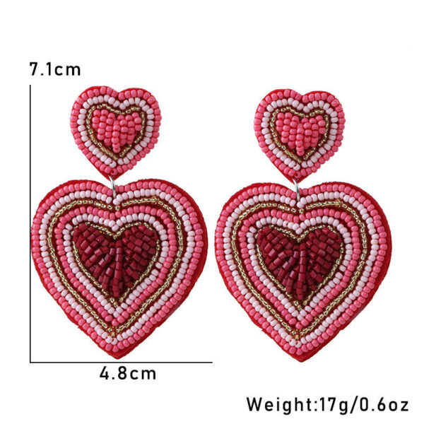 oly-674fe264d8009490d6a2d097c4186b83 Wholesale hand-woven beaded love earrings earrings romantic heart-shaped high-quality beaded red earrings