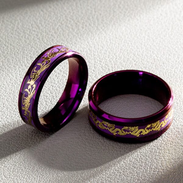 oly-675076747d5bf78c467ef055d0ca9d56 Wholesale Jewelry Inlaid with Dragon and Phoenix Pattern Purple Titanium Steel Nine Purple Fire Ring Couple Ring Bracelet