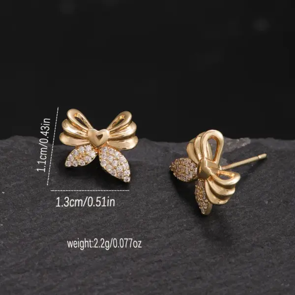 Wholesale Cute Bow Knot Copper Ear Studs