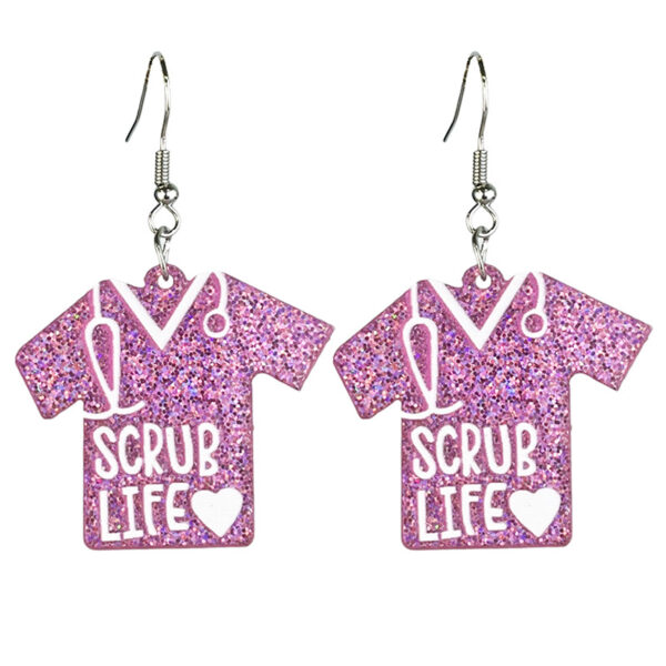 oly-67712091acf88ae3190e4b0e518f6d41 Wholesale Supply Doctor Nurses Day Earrings Acrylic Pink Heart Nurses Clothing Stethoscope Fun Earrings