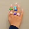 Wholesale Jewelry Elegant Cute Sweet Heart Shape 304 Stainless Steel 14K Gold Plated Enamel Plating Open Rings
